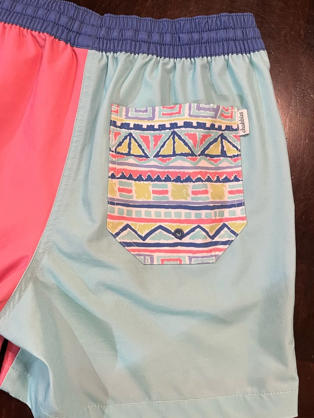 Chubbies Colorblock  Print Pocket Swim Trunks, Sz S